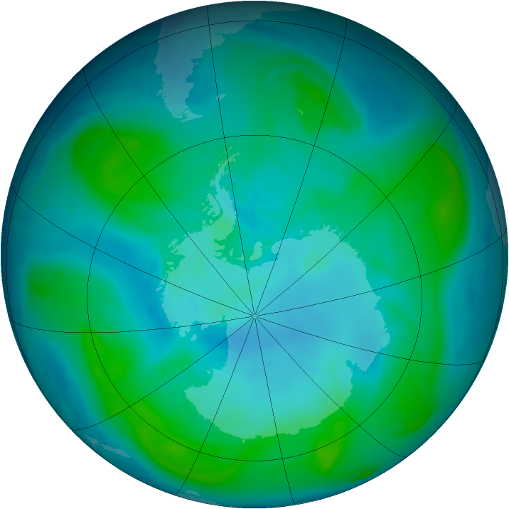 Antarctic ozone map for 17 January 2006